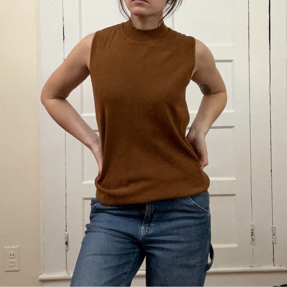 Alfani Brown Sleeveless Knit Tank Top